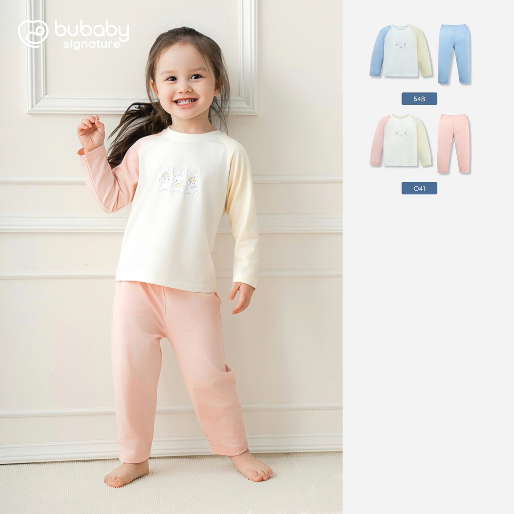 (6M-5Y) Bộ dài tay cổ tròn Thu êm Bubaby Cotton BCT110404 | Quần áo BU Chính hãng