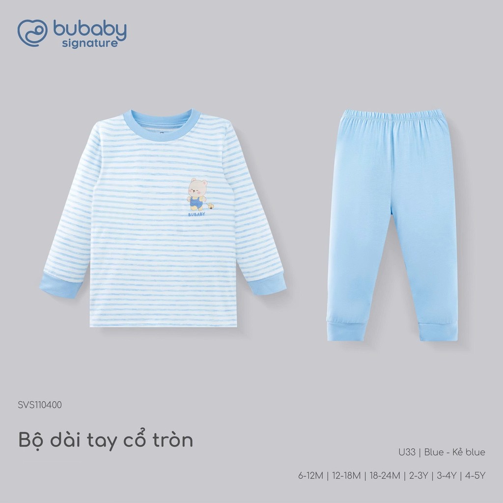 (6M-5Y) Bộ dài tay cổ tròn BUBABY Vải  Mềm mát Signature Cao Cấp Cho Bé