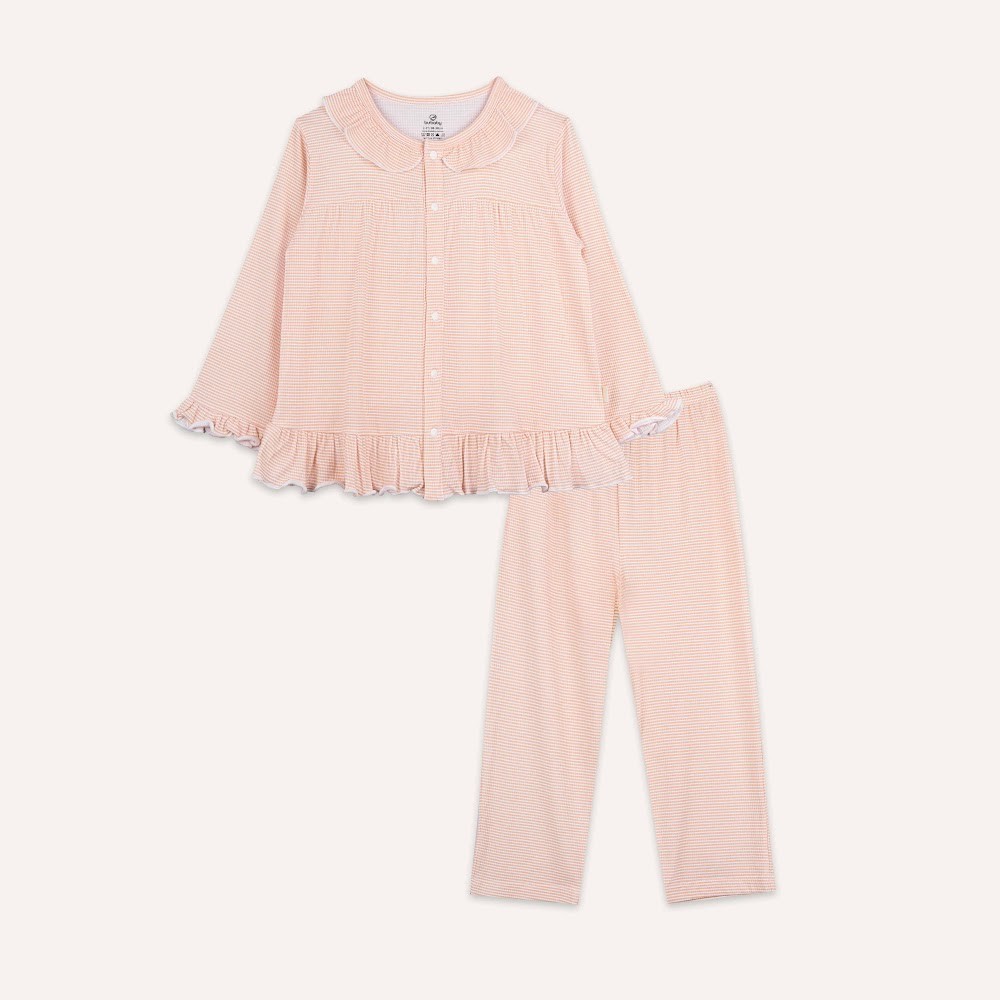 (18M-5Y)  Bộ dài tay cài giữa bèo cổ Pijama mặc ở nhà, đồ ngủ cho bé BU Siro BSR1102BC | Quần áo Bubaby chính hãng