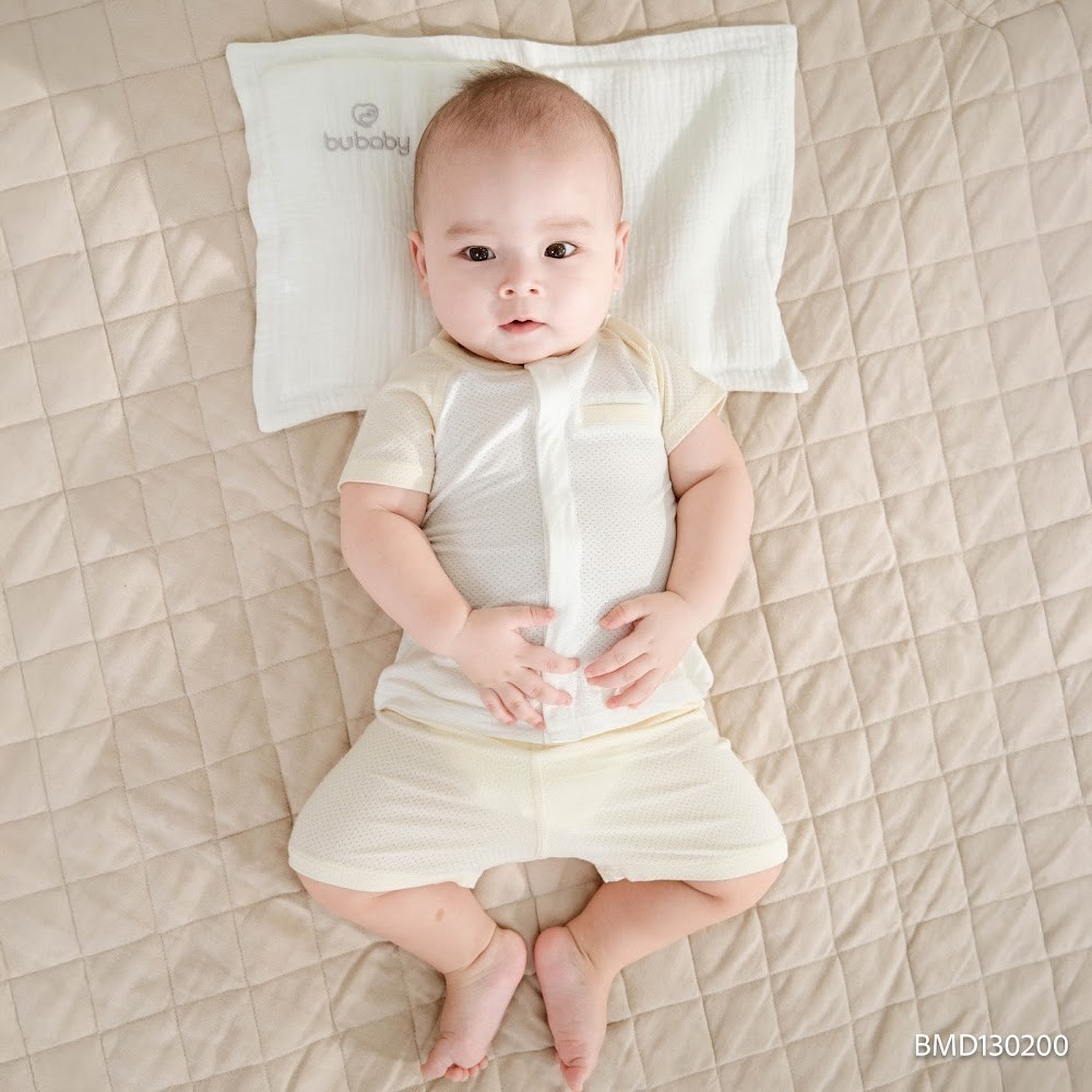 (0M-12M) Bộ ngắn tay cài giữa  BU Baby Molist BMD130200 | Bubaby chính hãng