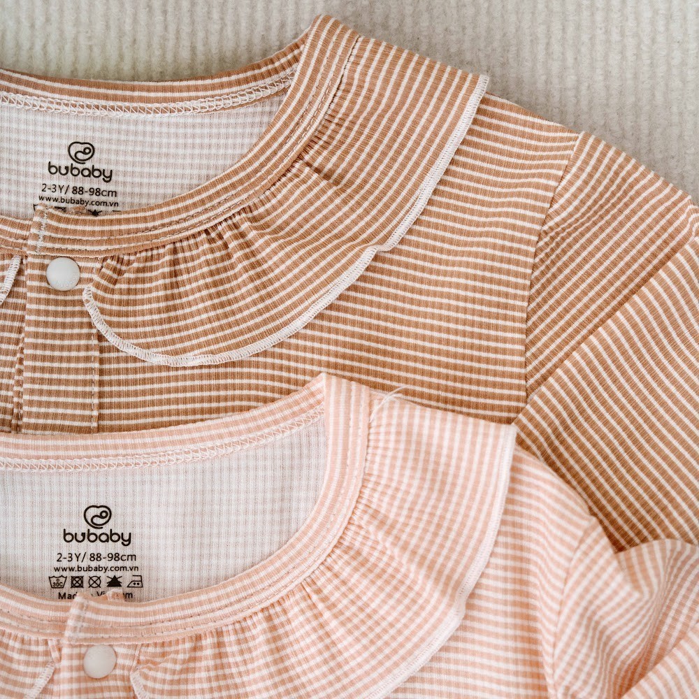 (18M-5Y)  Bộ dài tay cài giữa bèo cổ Pijama mặc ở nhà, đồ ngủ cho bé BU Siro BSR1102BC | Quần áo Bubaby chính hãng