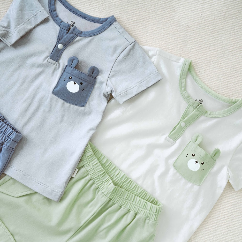 (6M-5Y) Bộ ngắn tay cổ trụ BU Bamboo Cotton BBC130304 | Quần áo Bubaby chính hãng