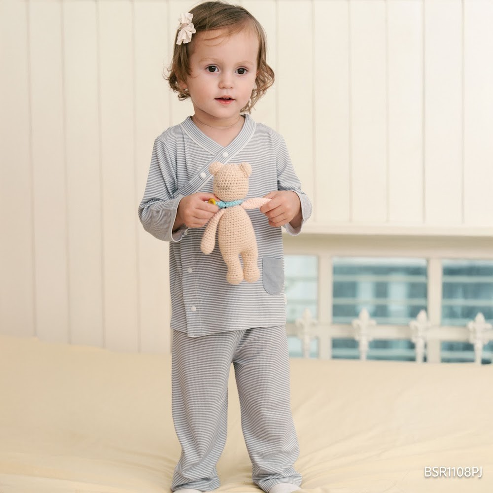(6M-18M) Bộ dài tay cài chéo Pijama mặc ở nhà, đồ ngủ cho bé  BU Siro BSR1108PJ | Quần áo Bubaby chính hãng