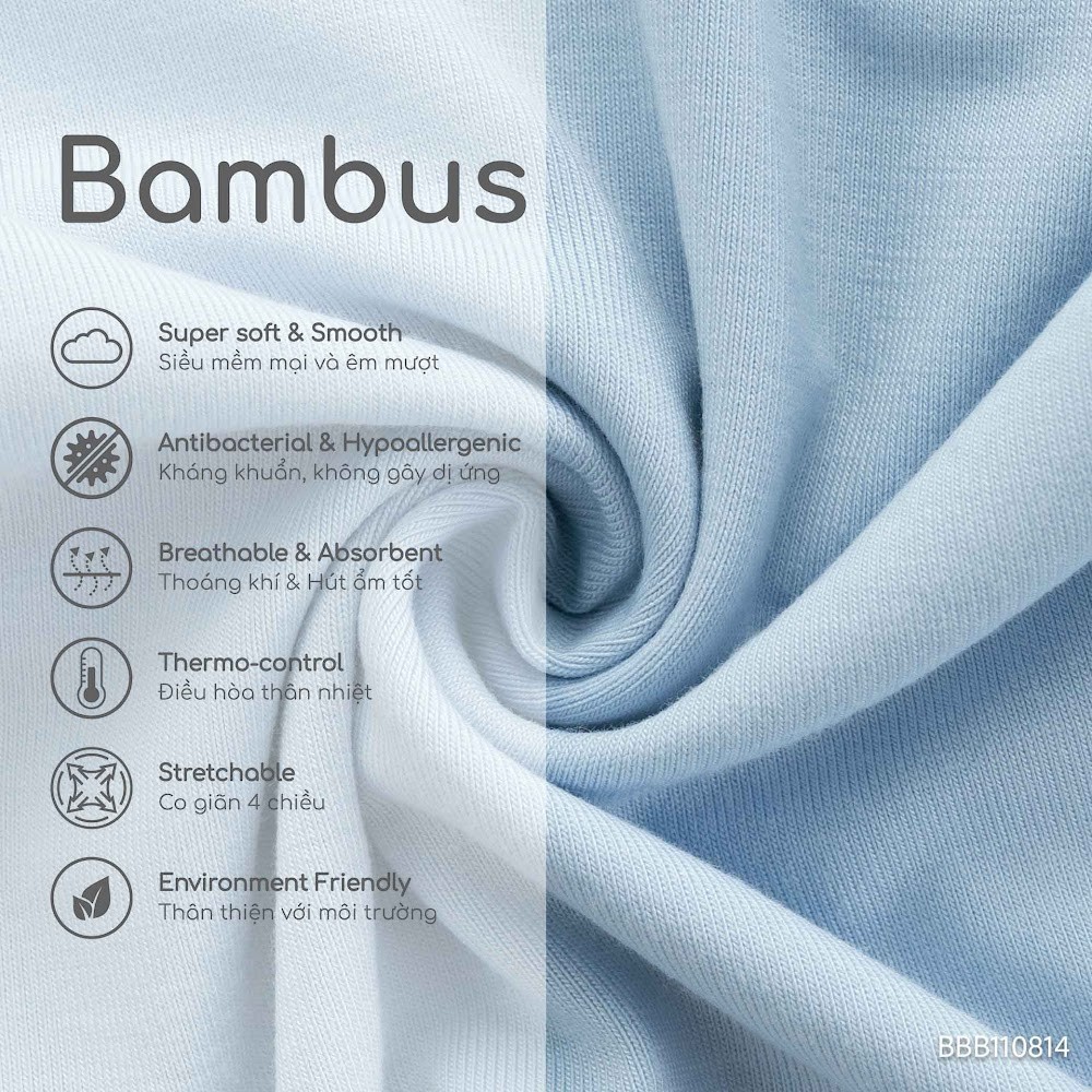 (NB-3M) Bộ dài tay cài chéo BU Bambus BBB110814 | Quần áo Bubaby chính hãng