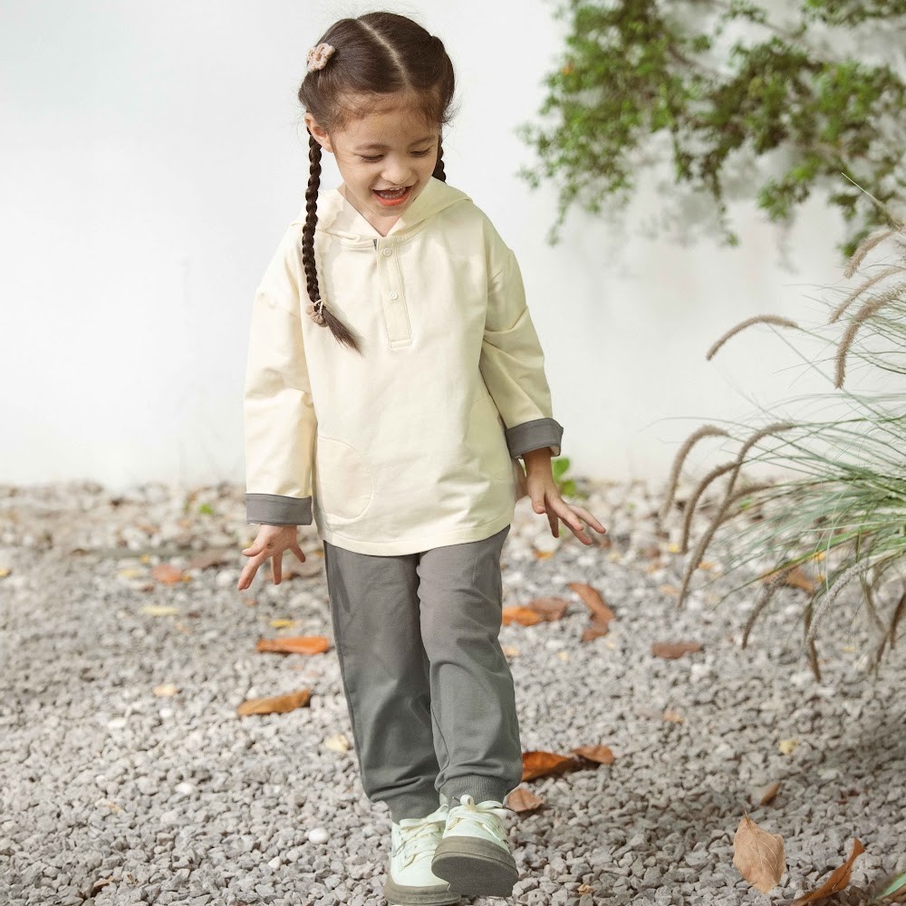 (6M-4Y) Bộ dài tay cổ trụ, có mũ Thu đông Bubaby Cotton BCT110304| Quần áo chính hãng