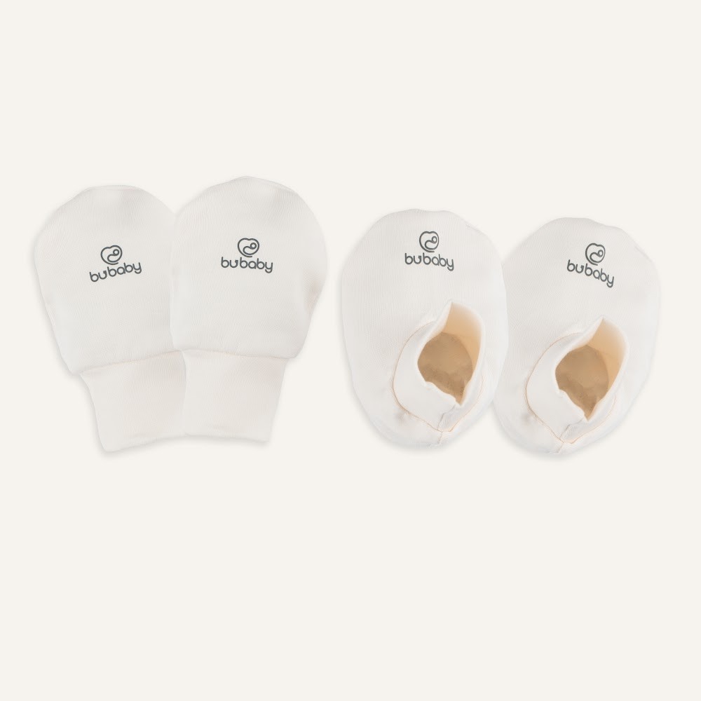 (Freesize) Bộ bao chân, bao tay Bubaby Cotton ACT400003 | Phụ kiện BU Baby Chính hãng