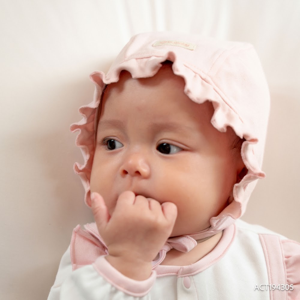 Mũ Bonnet viền bèo Cotton BU Baby ACT194305 | Phụ kiện Bubaby chính hãng