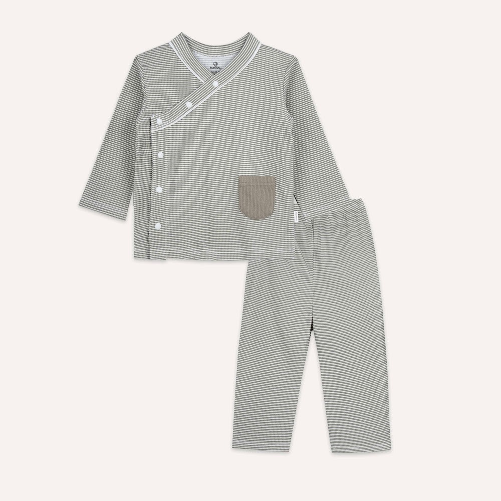 (6M-18M) Bộ dài tay cài chéo Pijama mặc ở nhà, đồ ngủ cho bé  BU Siro BSR1108PJ | Quần áo Bubaby chính hãng