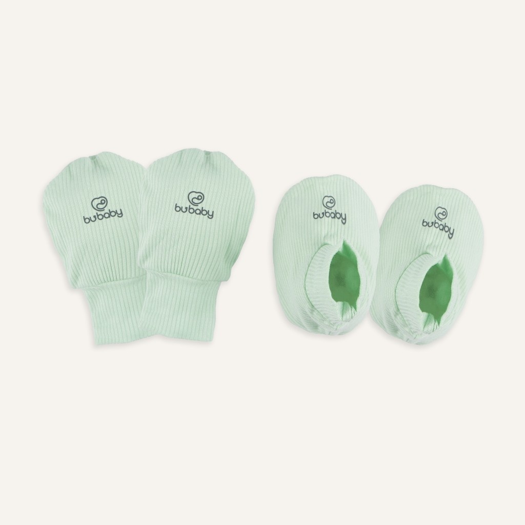 (Freesize) Bộ bao chân, bao tay Bubaby Cotton ACT400003 | Phụ kiện BU Baby Chính hãng