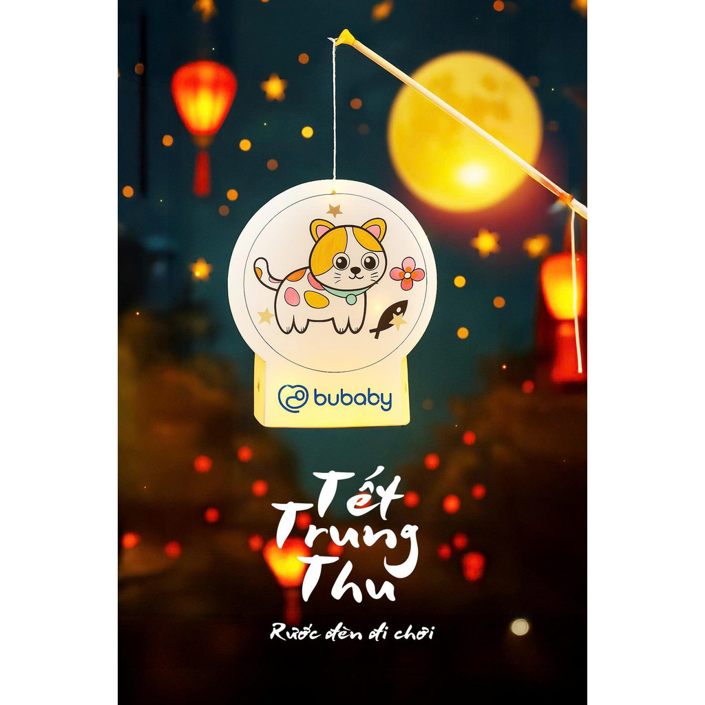 Lồng đèn Trung thu sáng tạo Tô màu - Lắp ghép - Có đèn nháy cho bé yêu