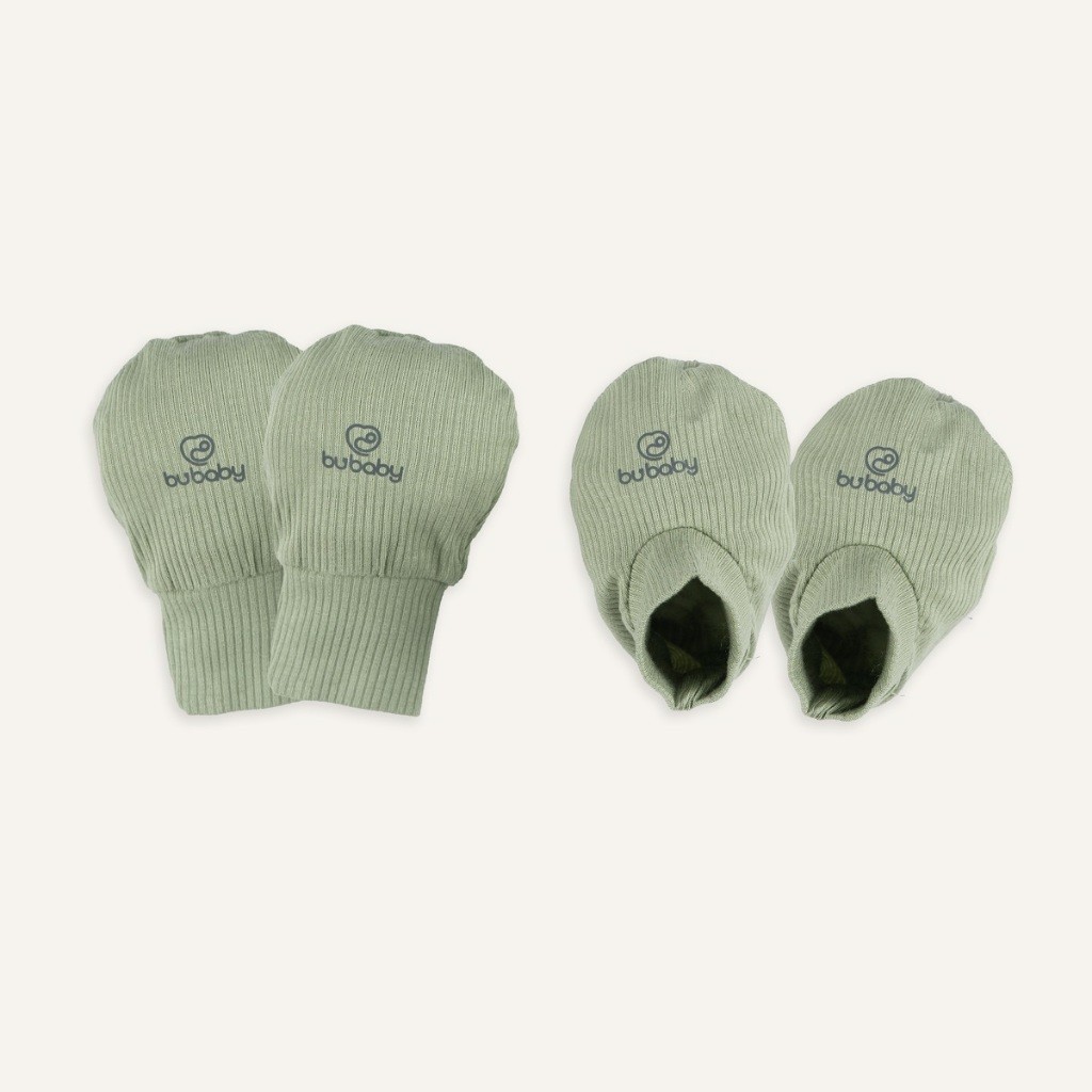 (Freesize) Bộ bao chân, bao tay Bubaby Cotton ACT400003 | Phụ kiện BU Baby Chính hãng