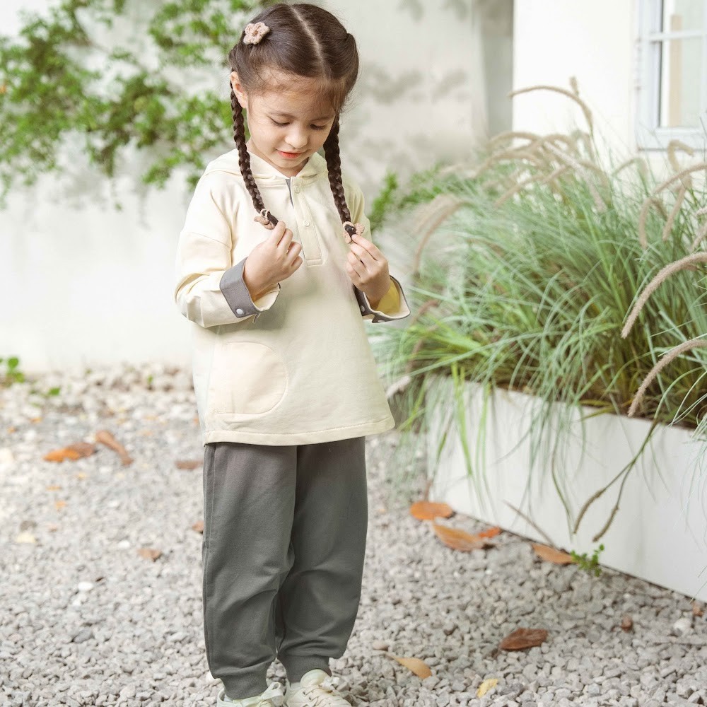 (6M-4Y) Bộ dài tay cổ trụ, có mũ Thu đông Bubaby Cotton BCT110304| Quần áo chính hãng