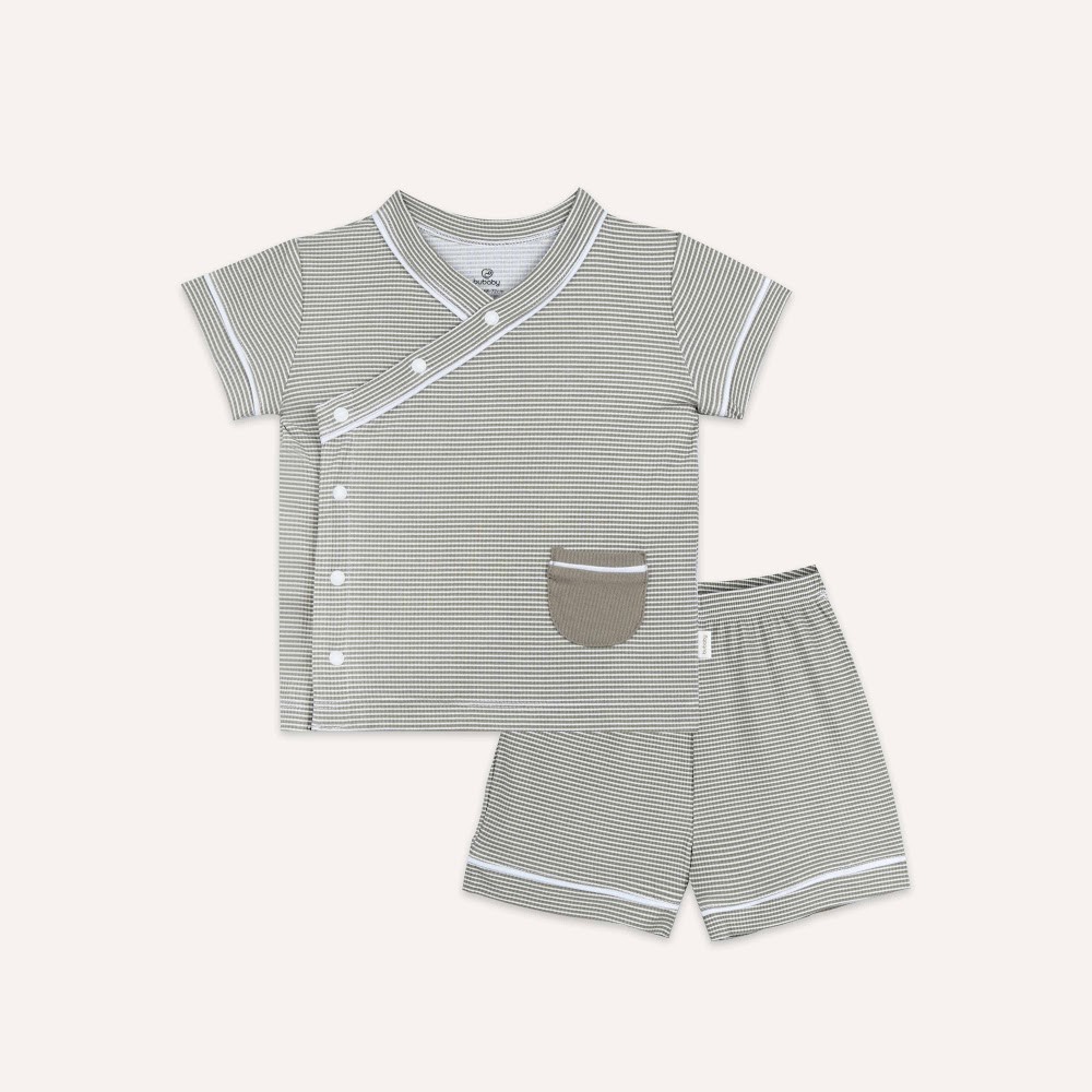 (6M-18M) Bộ ngắn tay cài chéo Pijama mặc ở nhà, đồ ngủ cho bé BU SIro BSR1308PJ | Quần áo Bubaby chính hãng