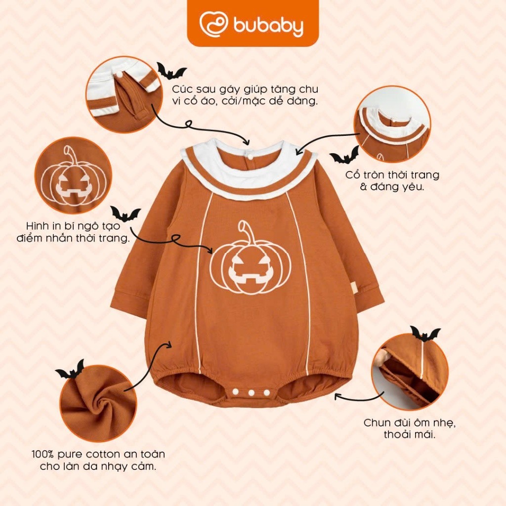 (1M-5Y) Đồ Halloween cho bé trai bé gái Bubaby Cotton BCT1103HL | Quần áo BU Baby chính hãng