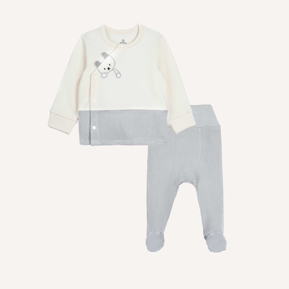 (NB-3M) Bộ dài tay cài chéo Bubaby Cotton BCT110804 | BU Baby Chính hãng