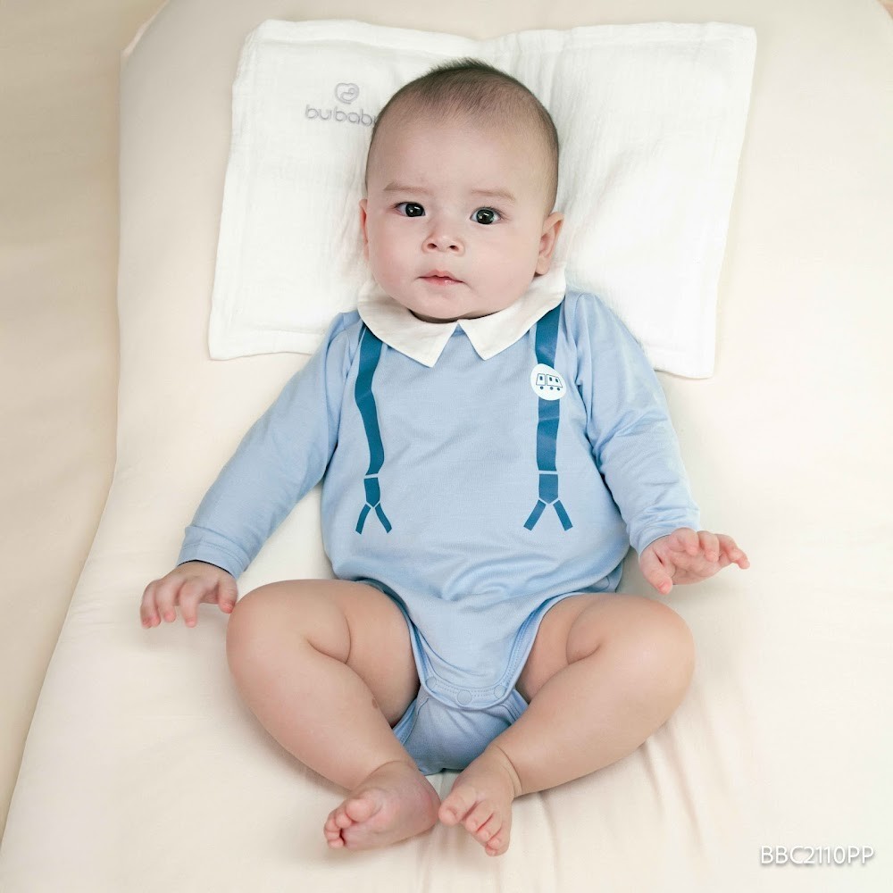 ( 1M-12M) Body chip dài tay cài sau cổ Peter Pan BU Baby Bamco BBC2110PP| Quần áo Bubaby chính hãng