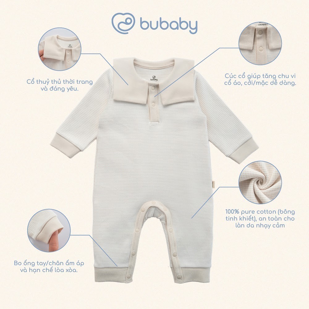 (1M-12M) Body dài tay cổ thủy thủ Thu đông cho bé Bubaby Cotton BCT215300| Quần áo Bubaby chính hãng