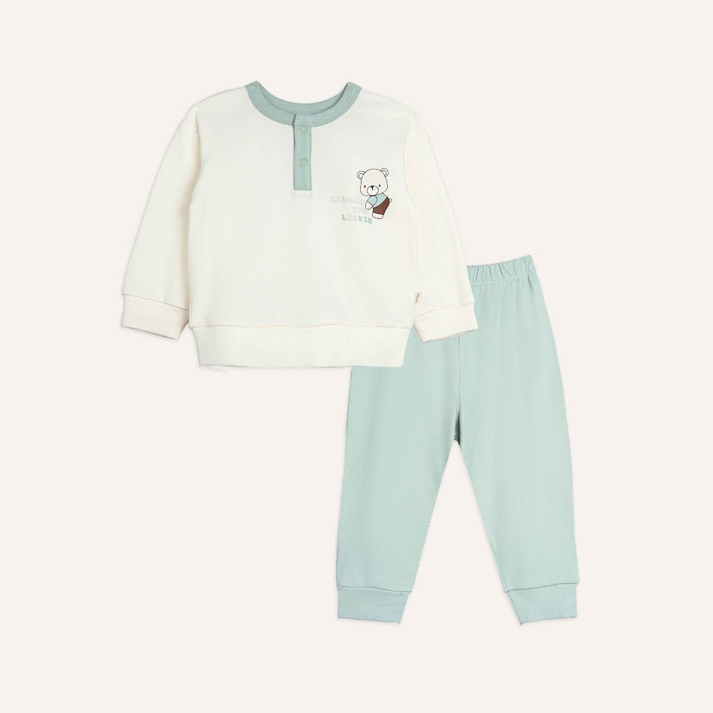 (6M-24M) Bộ dài tay cổ trụ Thu đông Bubaby Cotton BCT110303 | Quần áo BU chính hãng