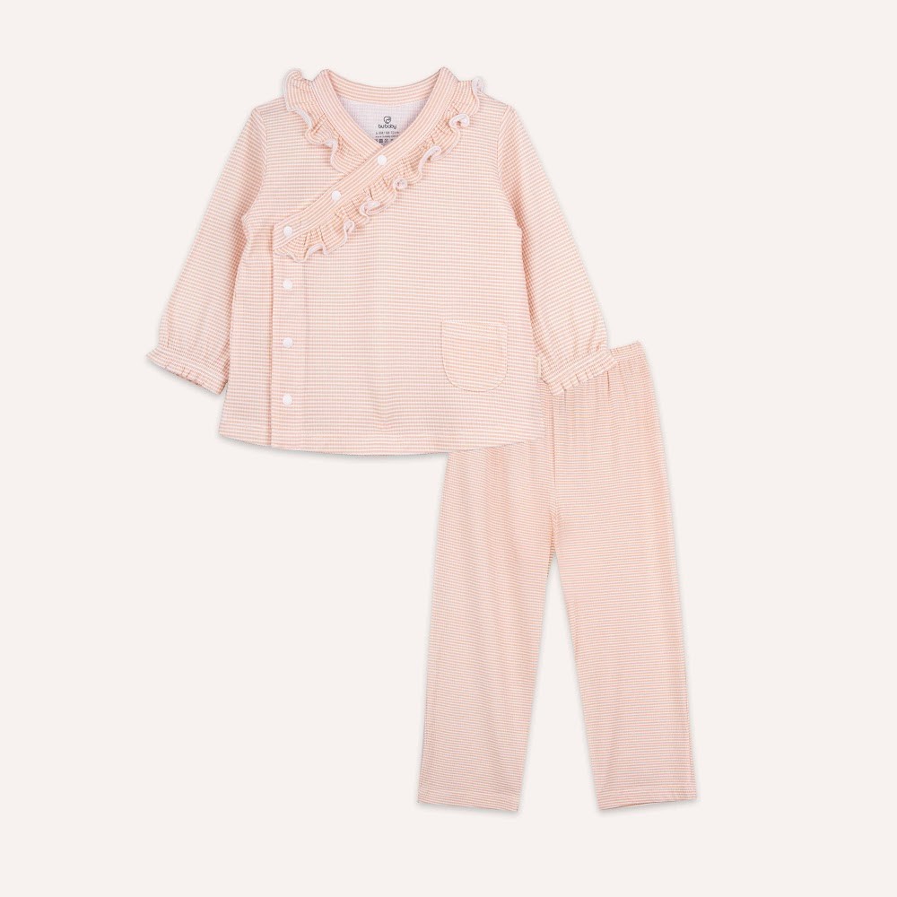 (6M-18M) Bộ dài tay cài chéo Pijama mặc ở nhà, đồ ngủ bé gái BU Baby Siro BSR1108BG| Quần áo chính hãng