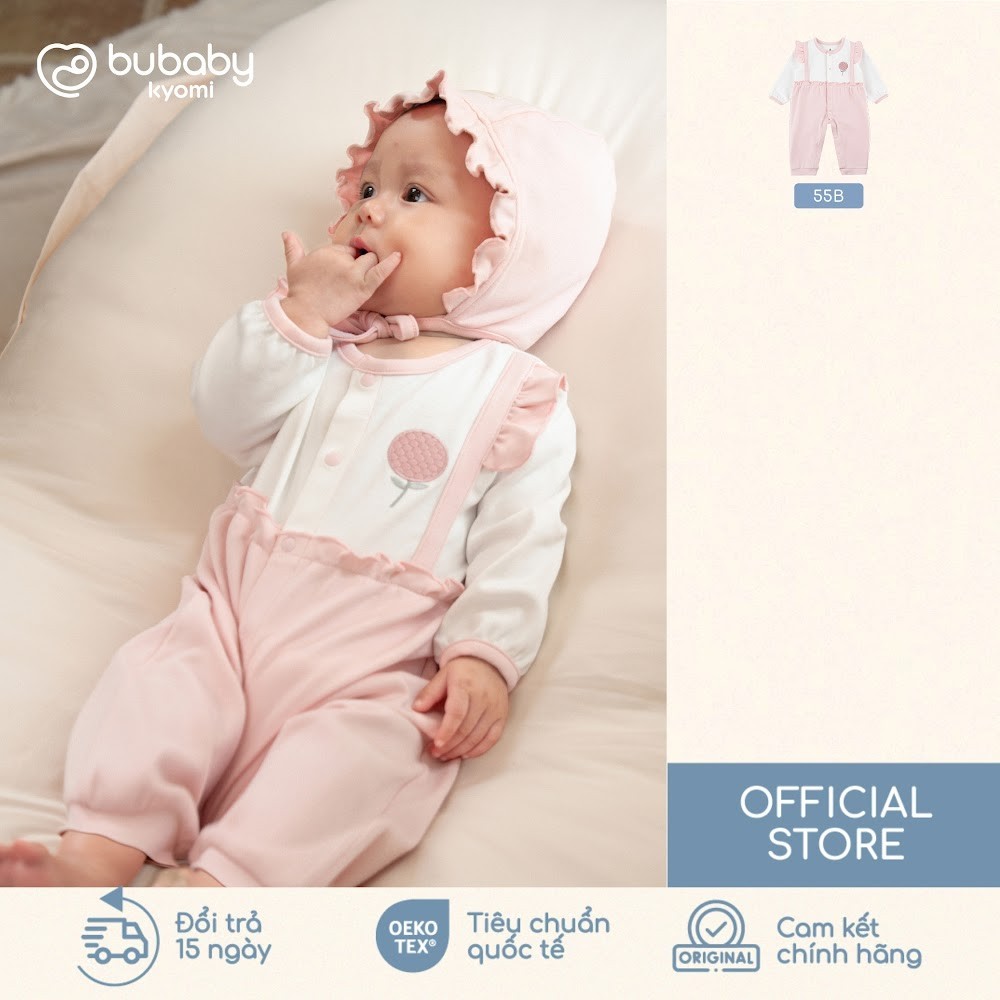 ( 1M-12M) Body dài tay cài giữa bèo ngực bé gái Iconic 1 BU Baby Cotton BCT215900| Quần áo Bubaby chính hãng