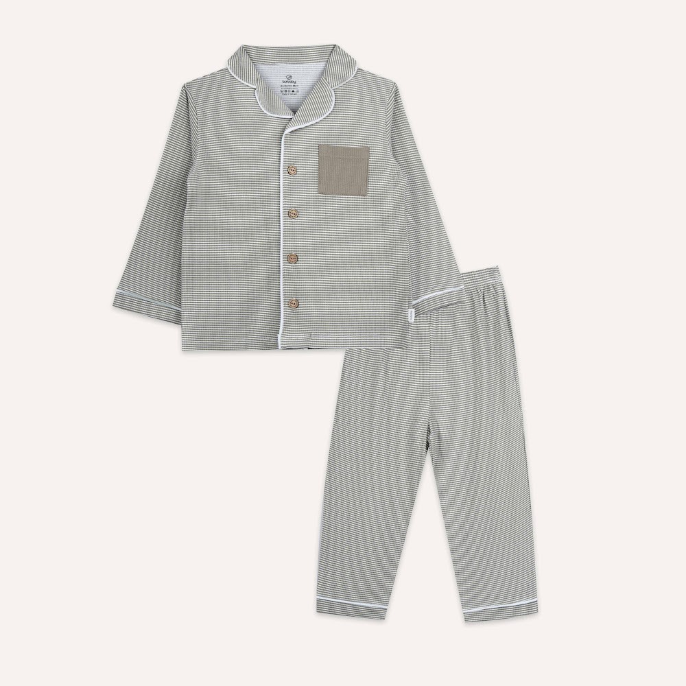 (18M-5Y) Bộ dài tay cài giữa Pijama mặc ở nhà, đồ ngủ BU Baby Siro BSR1102PJ | Quần áo Bubaby chính hãng