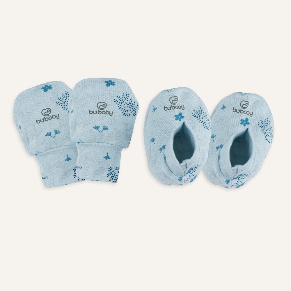(Freesize) Bộ bao chân, bao tay Bubaby Cotton ACT400003 | Phụ kiện BU Baby Chính hãng