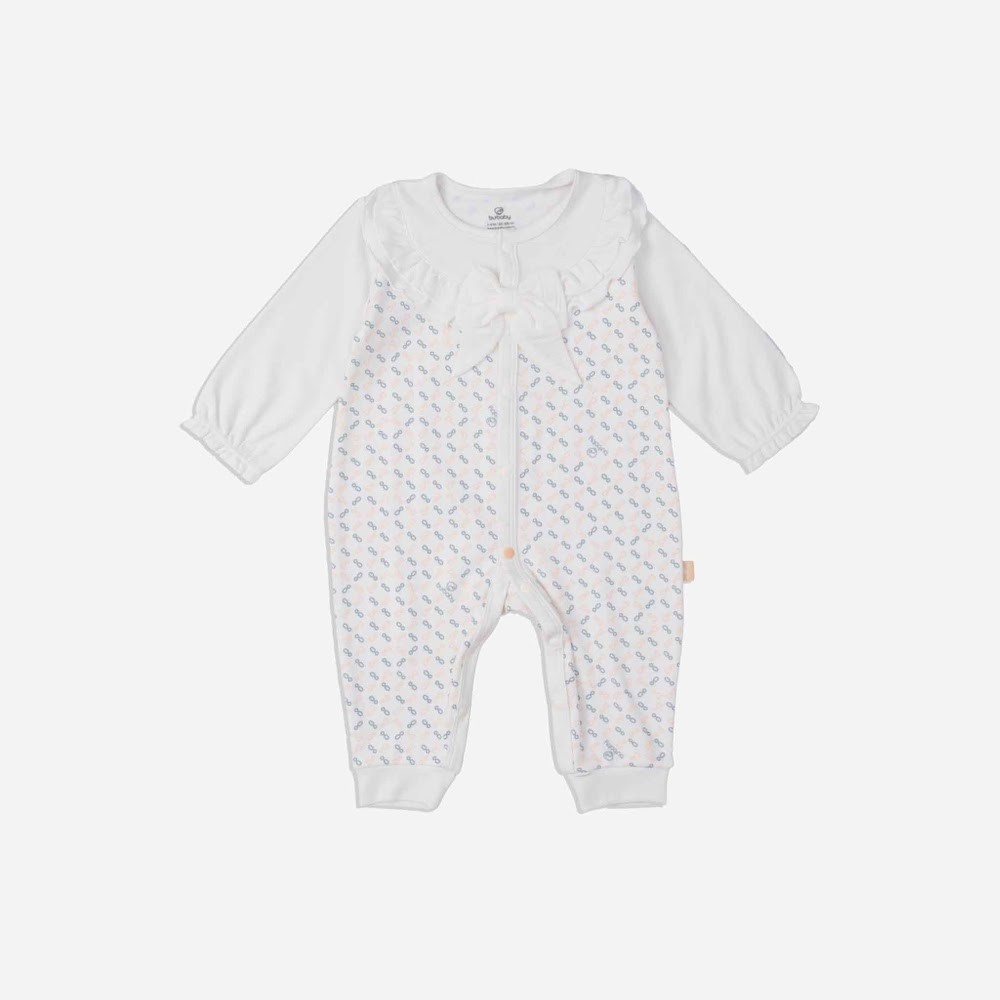 ( 1M-12M) Body dài tay cài giữa bèo ngực bé gái Iconic 1 BU Baby Cotton BCT215900| Quần áo Bubaby chính hãng