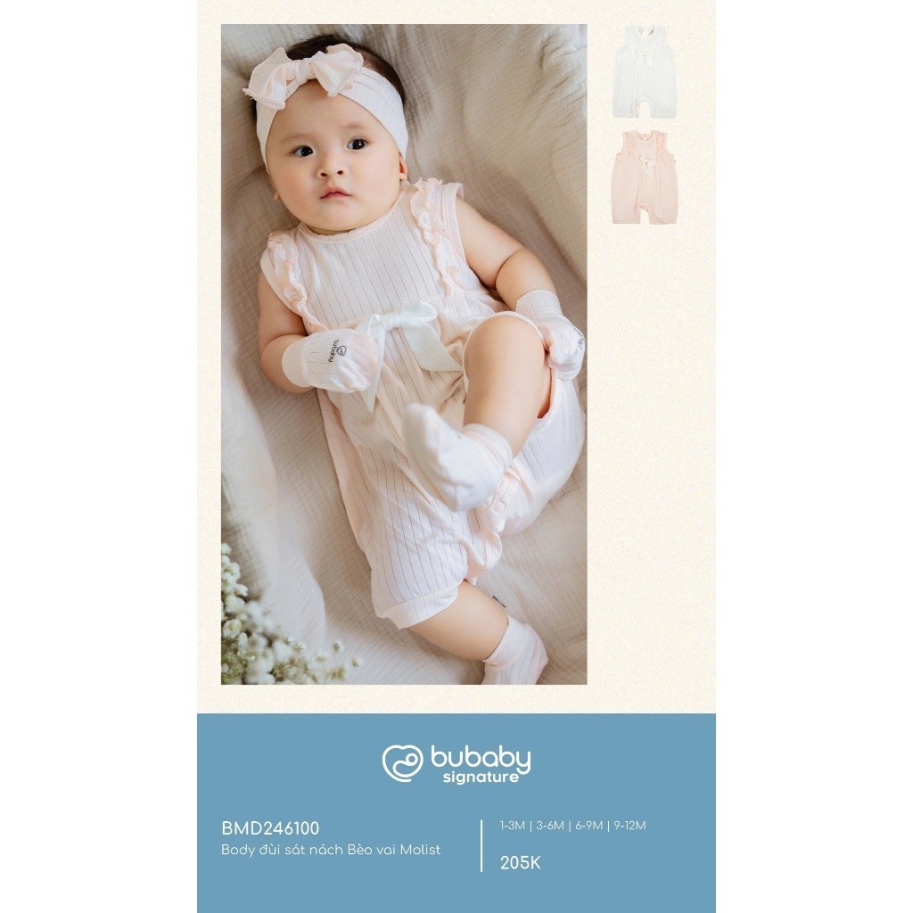 (1M-12M) Bộ body đùi sát nách vai Bubaby Molist BMD246100 | Quần áo BU chính hãng