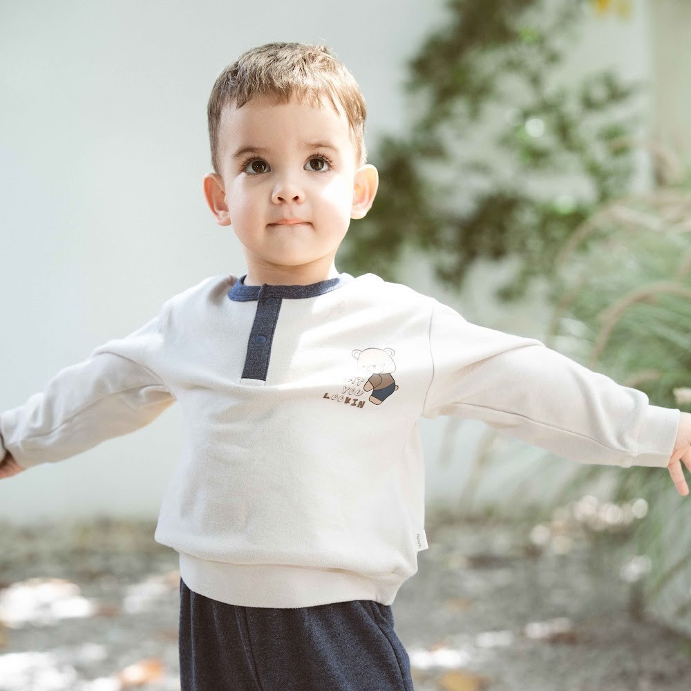 (6M-24M) Bộ dài tay cổ trụ Thu đông Bubaby Cotton BCT110303 | Quần áo BU chính hãng