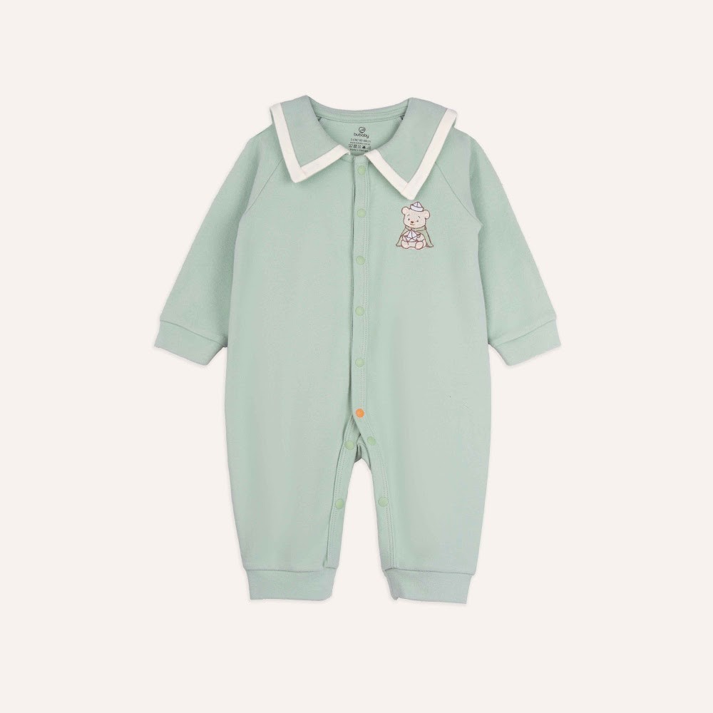 (0M-9M) Body dài tay cài giữa Thu êm Bubaby Cotton BCT210201 | Body chính hãng