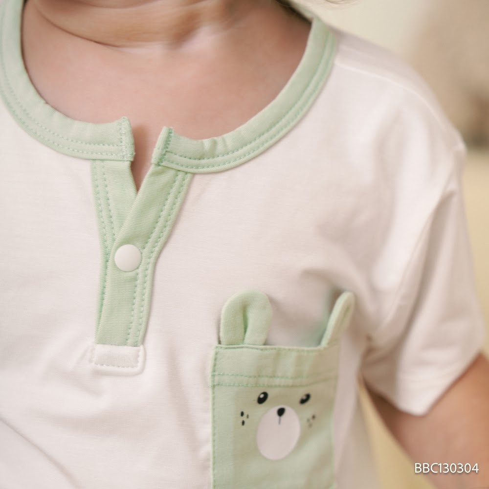 (6M-5Y) Bộ ngắn tay cổ trụ BU Bamboo Cotton BBC130304 | Quần áo Bubaby chính hãng