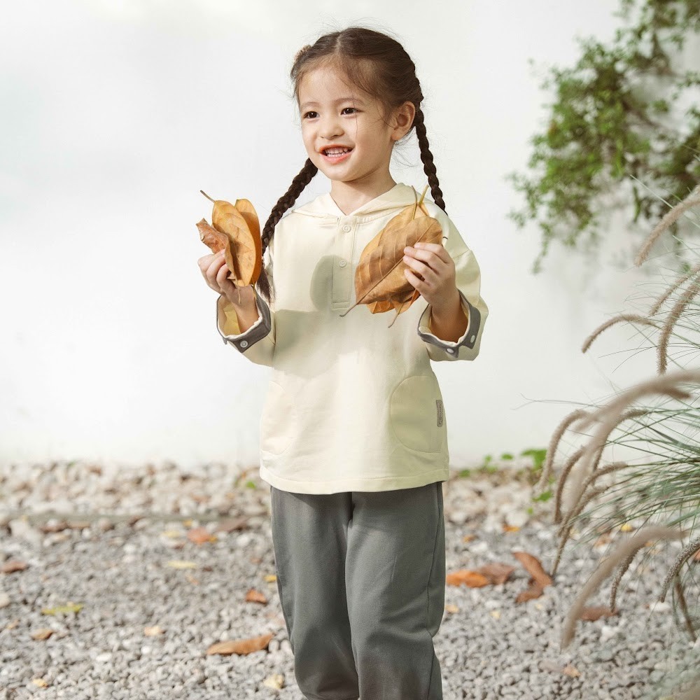 (6M-4Y) Bộ dài tay cổ trụ, có mũ Thu đông Bubaby Cotton BCT110304| Quần áo chính hãng