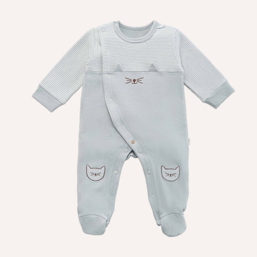 (NB-3M) Body dài tay cài chéo Thu đông Bubaby Cotton BCT210801| Quần áo Bubaby chính hãng