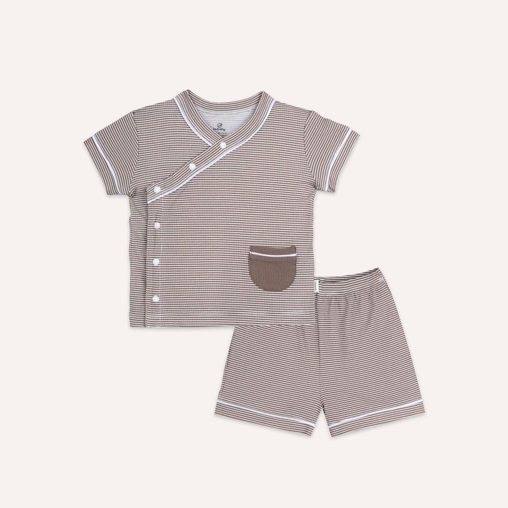 (6M-18M) Bộ ngắn tay cài chéo Pijama mặc ở nhà, đồ ngủ cho bé BU SIro BSR1308PJ | Quần áo Bubaby chính hãng