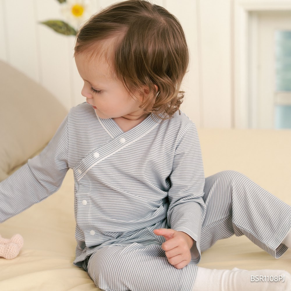 (6M-18M) Bộ dài tay cài chéo Pijama mặc ở nhà, đồ ngủ cho bé  BU Siro BSR1108PJ | Quần áo Bubaby chính hãng