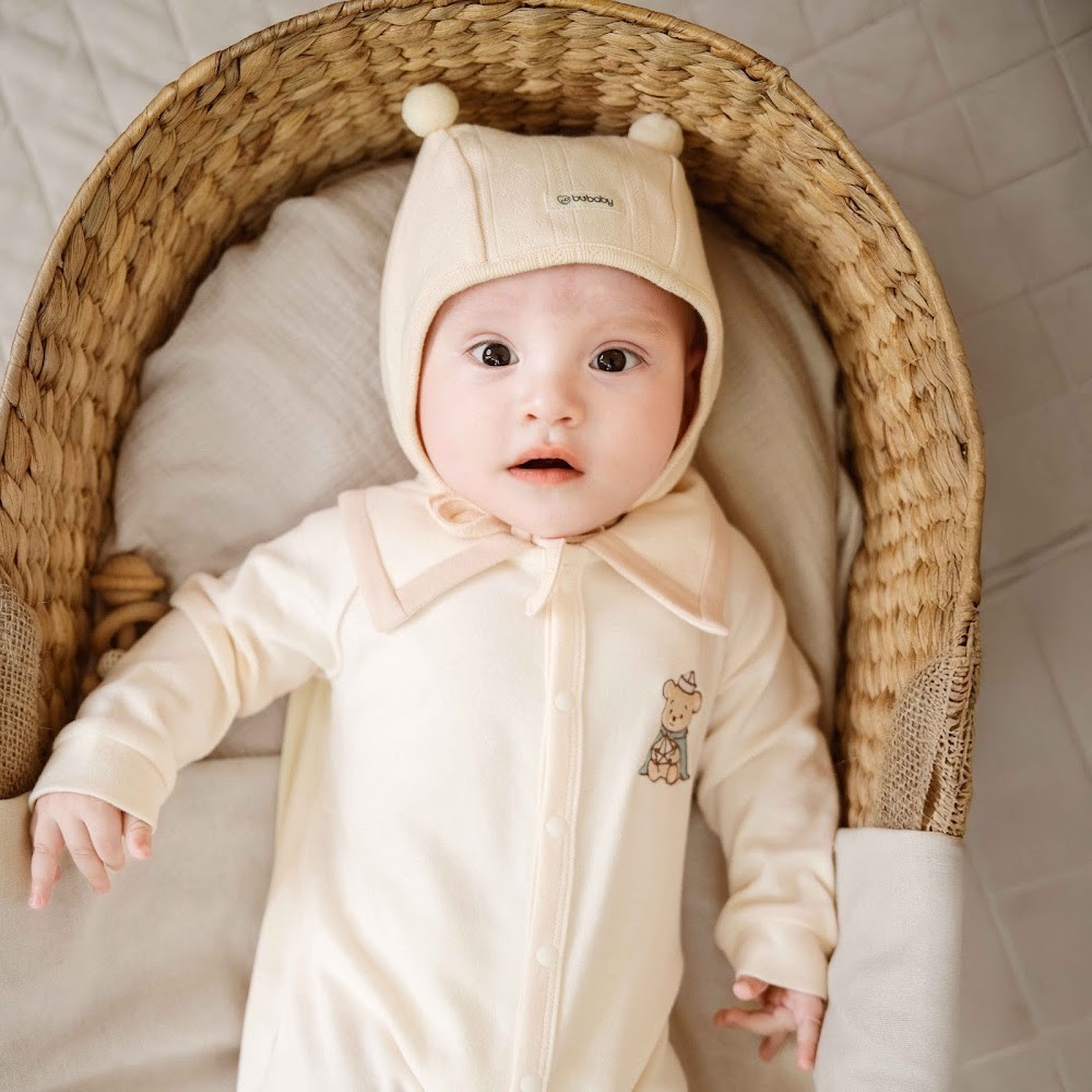 (0M-9M) Body dài tay cài giữa Thu êm Bubaby Cotton BCT210201 | Body chính hãng