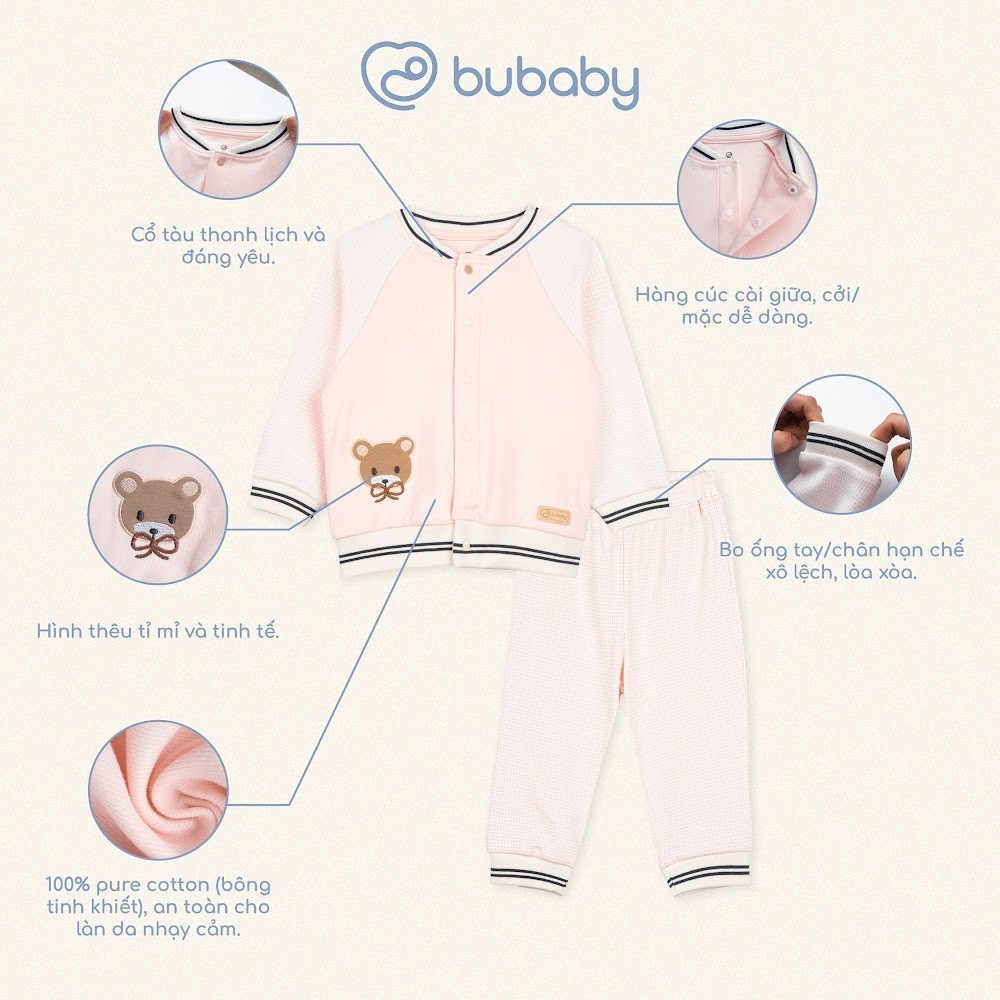 (6M-5Y) Bộ dài tay Thu đông cho bé Bubaby Signature Cotton BCT110202 | Quần áo BU Baby chính hãng