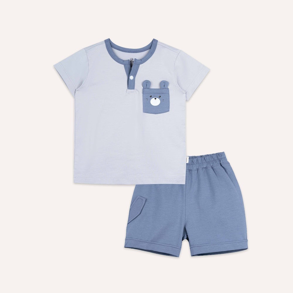 (6M-5Y) Bộ ngắn tay cổ trụ BU Bamboo Cotton BBC130304 | Quần áo Bubaby chính hãng