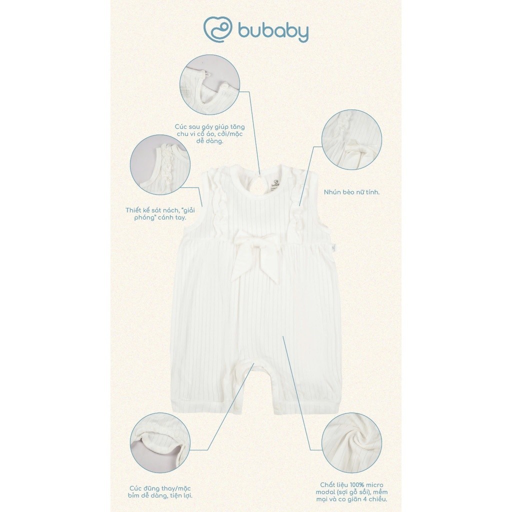 (1M-12M) Bộ body đùi sát nách vai Bubaby Molist BMD246100 | Quần áo BU chính hãng