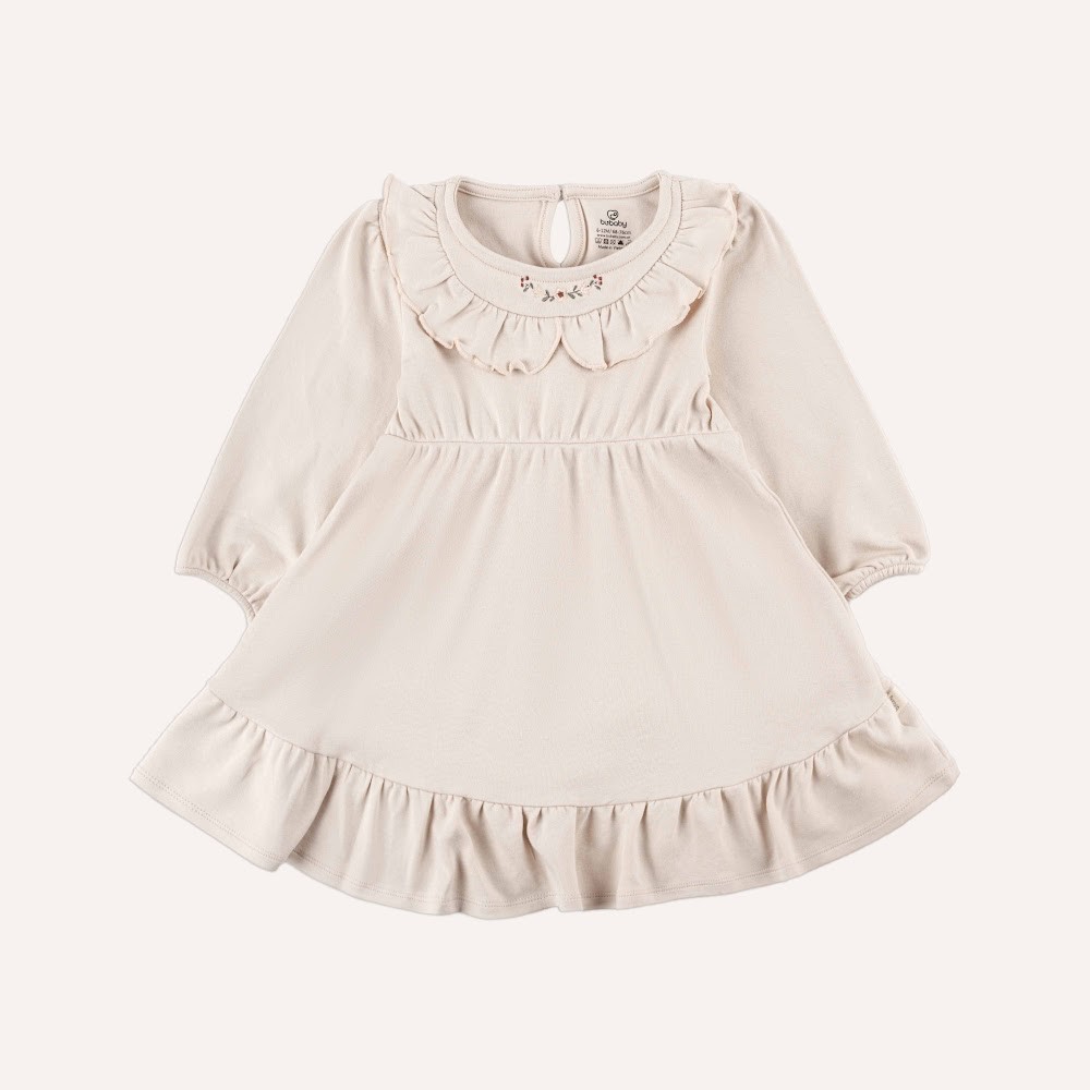 (12M-5Y) Váy liền dài tay bèo cổ + Váy Yếm Thu nhẹ cho bé gái Bubaby Cotton BCT513300 | Quần áo BU Chính hãng