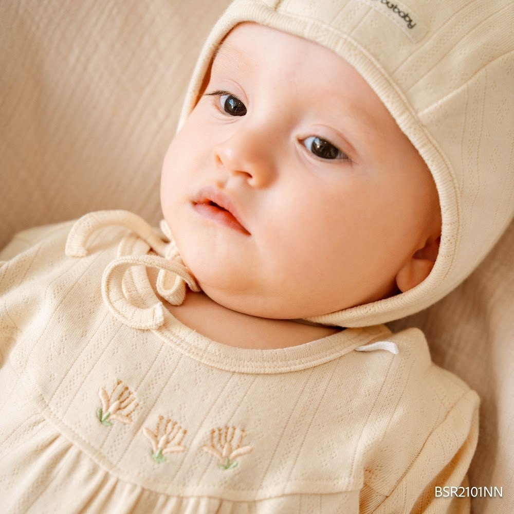 (1M-12M) Body dài tay cài vai Nhún ngực mùa Thu êm Bubaby Siro BSR2101NN | Body chính hãng