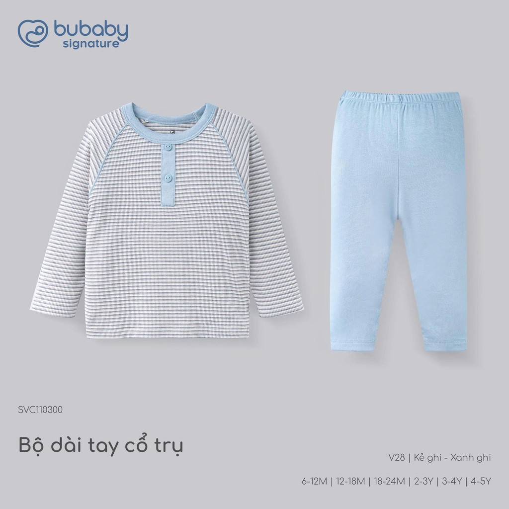 (6M-5Y) Bộ dài tay cổ tròn Thu êm Bubaby Cotton BCT110404 | Quần áo BU Chính hãng