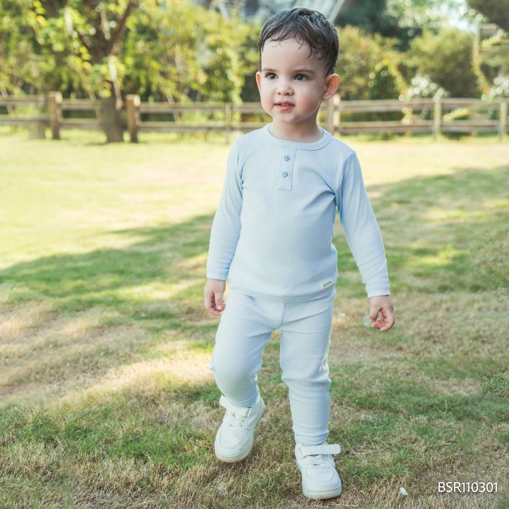 BU Baby (6M-3Y) Bộ dài tay cổ trụ Thu êm BU Siro Jacquard BU Baby SCT110301| Quần áo chính hãng