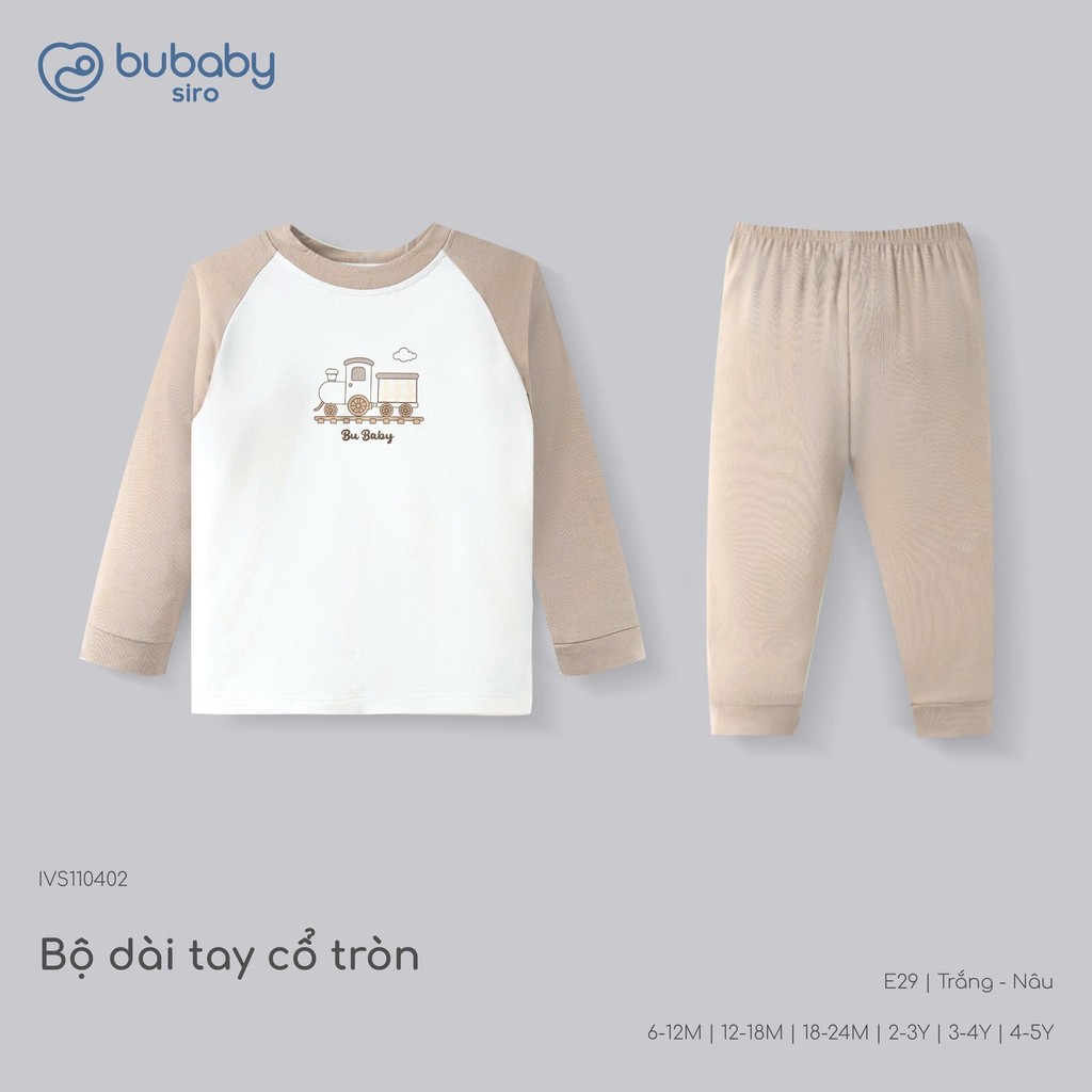 (6M-5Y) Bộ dài tay cổ tròn Thu êm Bubaby Cotton BCT110404 | Quần áo BU Chính hãng