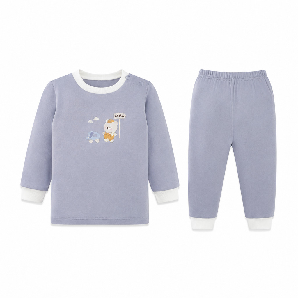BU Baby (6M-5Y) Bộ dài tay cổ tròn Thu êm Bubaby Bambus BBB110406 | Quần áo BU chính hãng