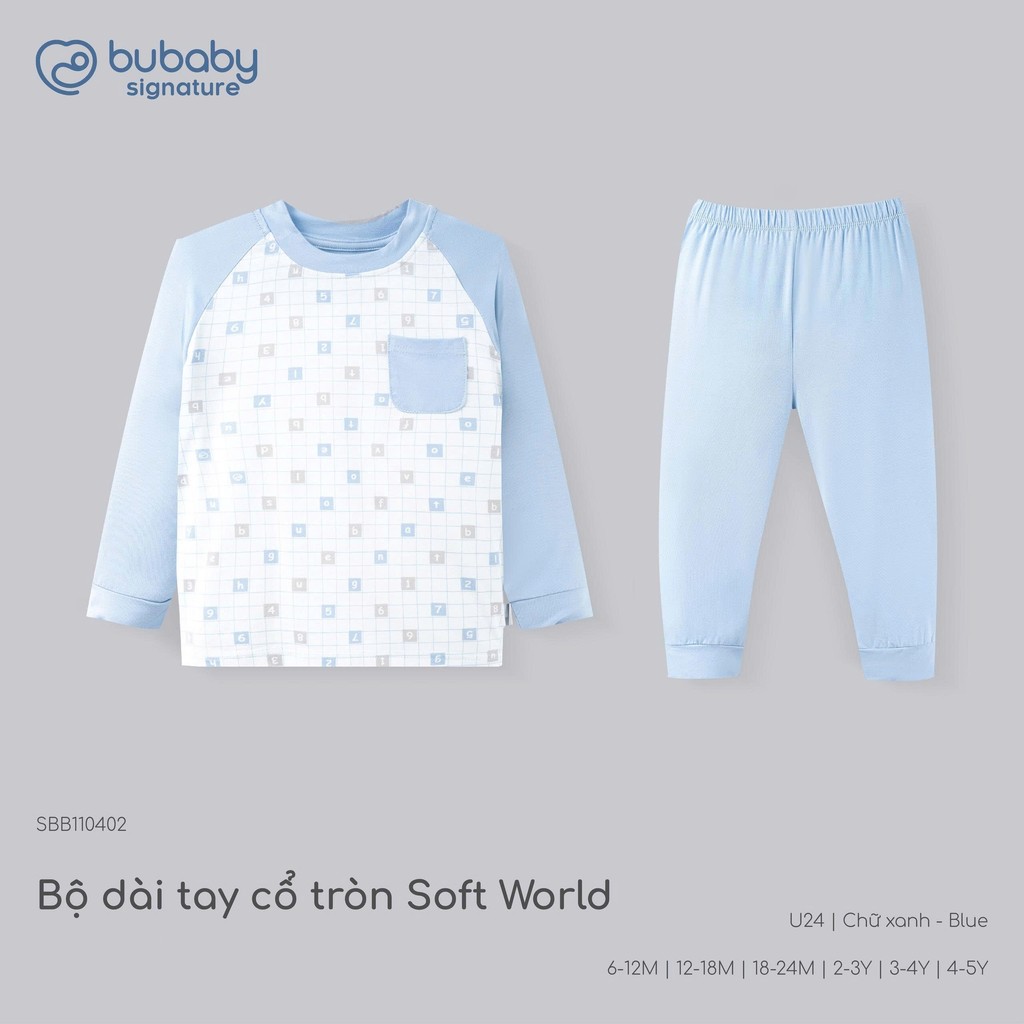 BU Baby (6M-5Y) Bộ dài tay cổ tròn Thu êm Bubaby Bambus BBB110406 | Quần áo BU chính hãng