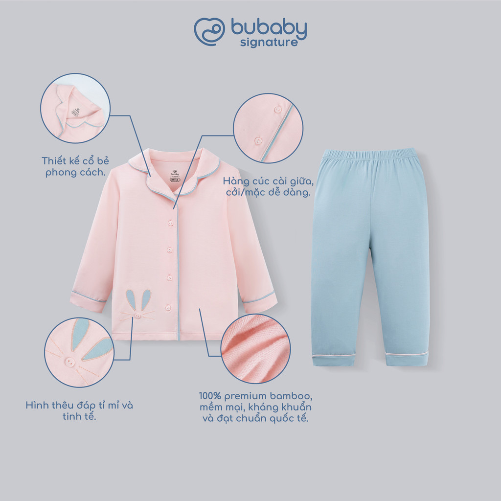 (6M-5Y) Bộ Pijama Bambus bé trai bé gái Bubaby dài tay Bunny, bộ mặc nhà, bộ mặc ngủ cho bé, bộ ngủ trẻ em | SBB110200