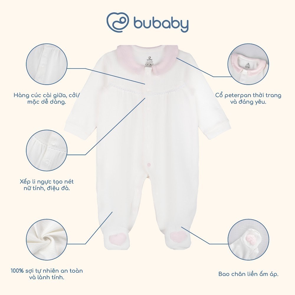 (NB-3M) Body dài tay cài giữa Mùa Thu êm cổ Peter Pan Bubaby Siro BSR2102PP | Quần áo chính hãng