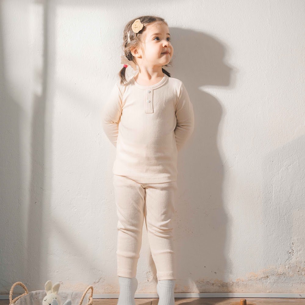 (6M-3Y) Bộ dài tay cổ trụ Thu êm BU Siro Jacquard BU Baby BSR110301 | Quần áo chính hãng
