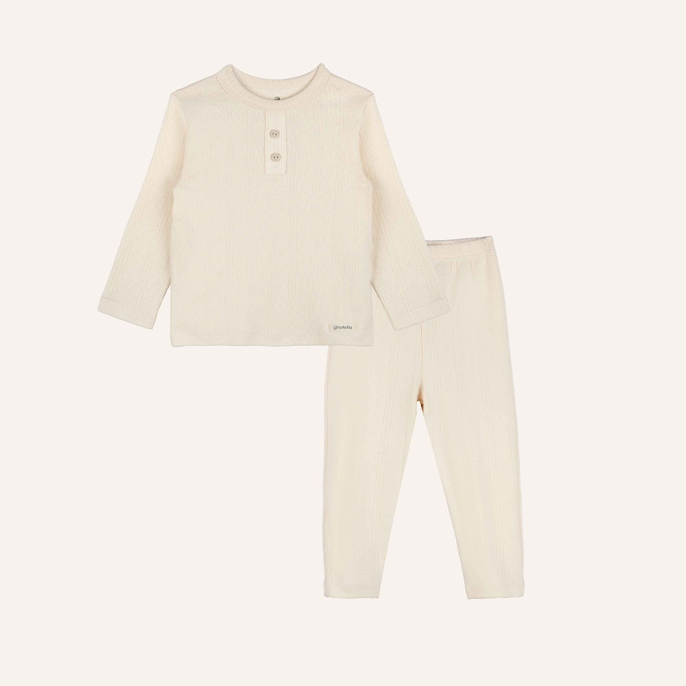 BU Baby (6M-3Y) Bộ dài tay cổ trụ Thu êm BU Siro Jacquard BU Baby SCT110301| Quần áo chính hãng
